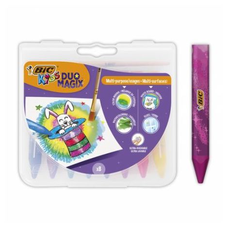 Kredki wielozadaniowe Bic Duo Magic z pędzelkiem, 8 kolorów